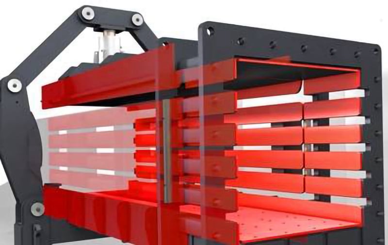 Solid steel construction with highly wear resistant steel parts inside the press chamber and press channel
